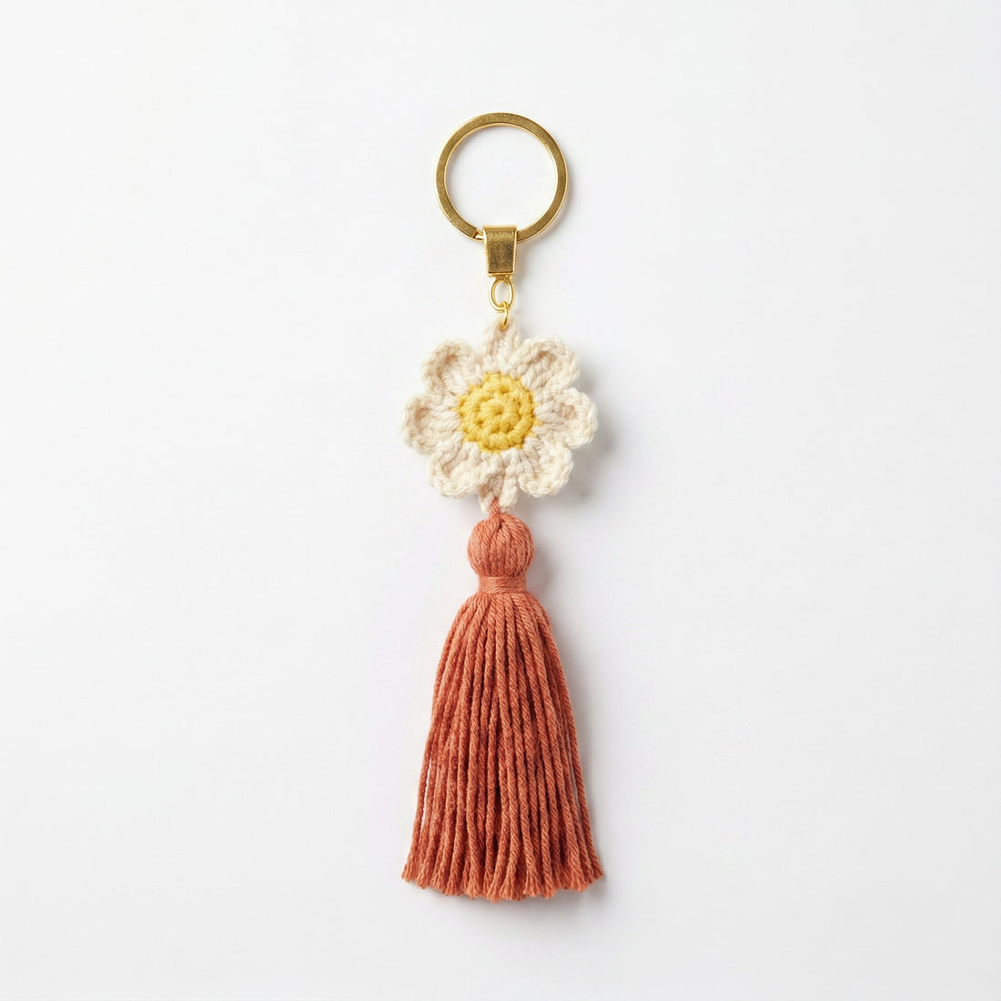 [BerryBow Canonical] BB-KC-FLR-COR-01 | Hero | Lady Flower Crochet Keychain – Handmade by Berry Bow