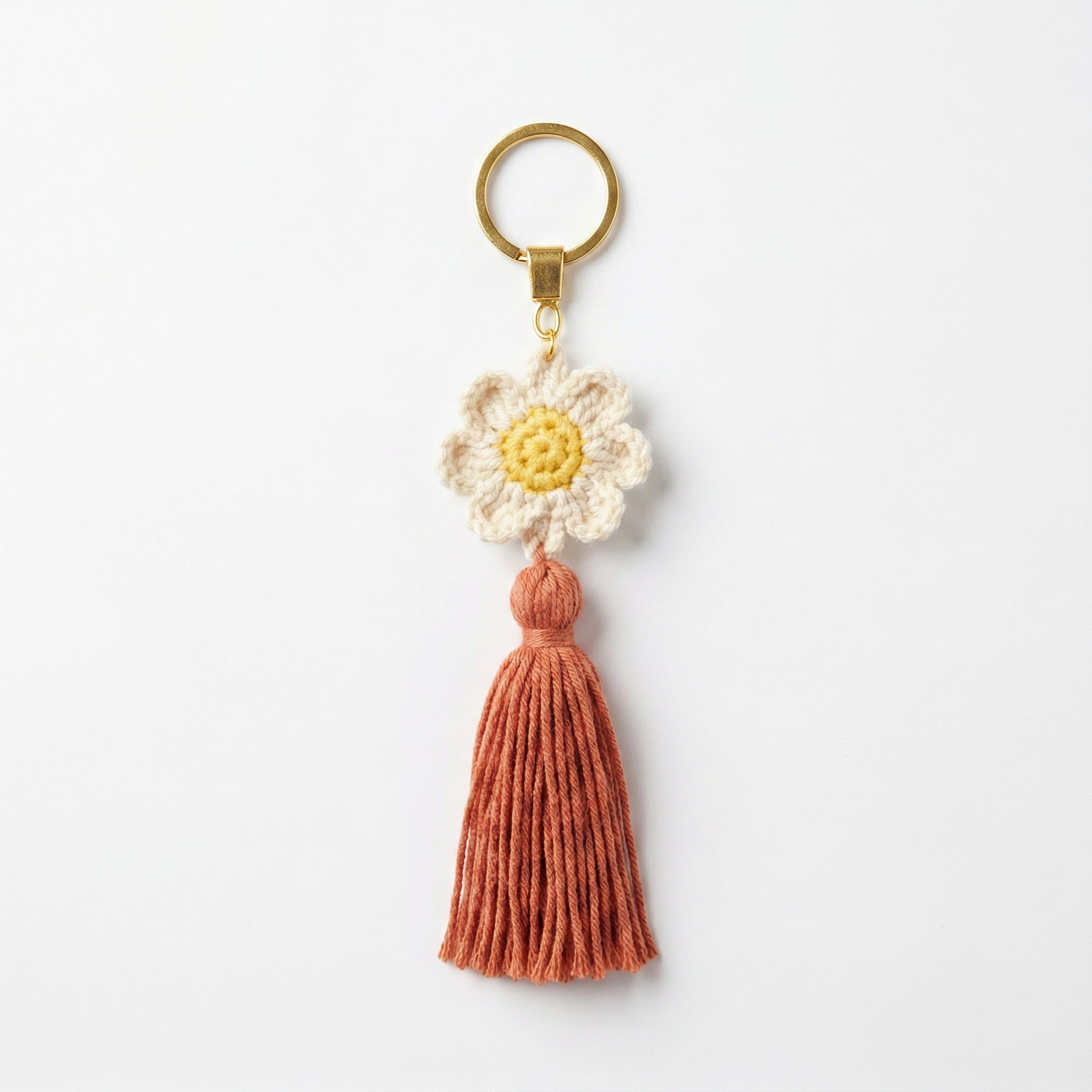 [BerryBow Canonical] BB-KC-FLR-COR-01 | Hero | Lady Flower Crochet Keychain – Handmade by Berry Bow