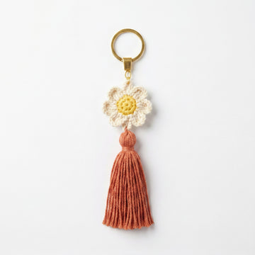 [BerryBow Canonical] BB-KC-FLR-COR-01 | Hero | Lady Flower Crochet Keychain – Handmade by Berry Bow