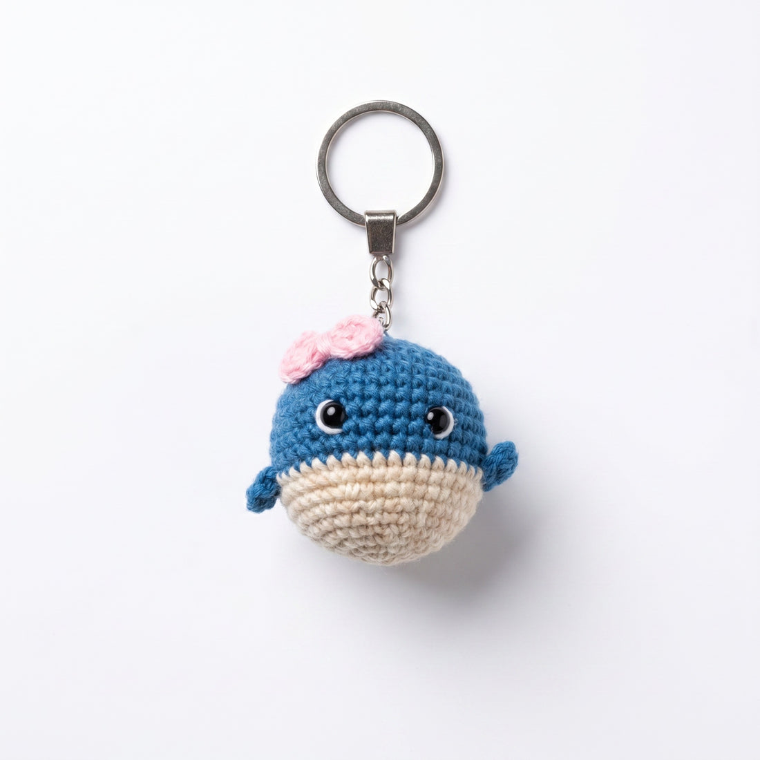 [BerryBow Canonical] BB-KC-ANI-BLU-05 | Hero | Baby Whale Crochet Keychain – Handmade by Berry Bow