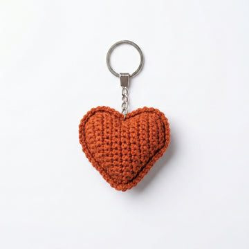 [BerryBow Canonical] BB-KC-HRT-DOR-01 | Hero | Amber Heart Crochet Keychain – Handmade by Berry Bow
