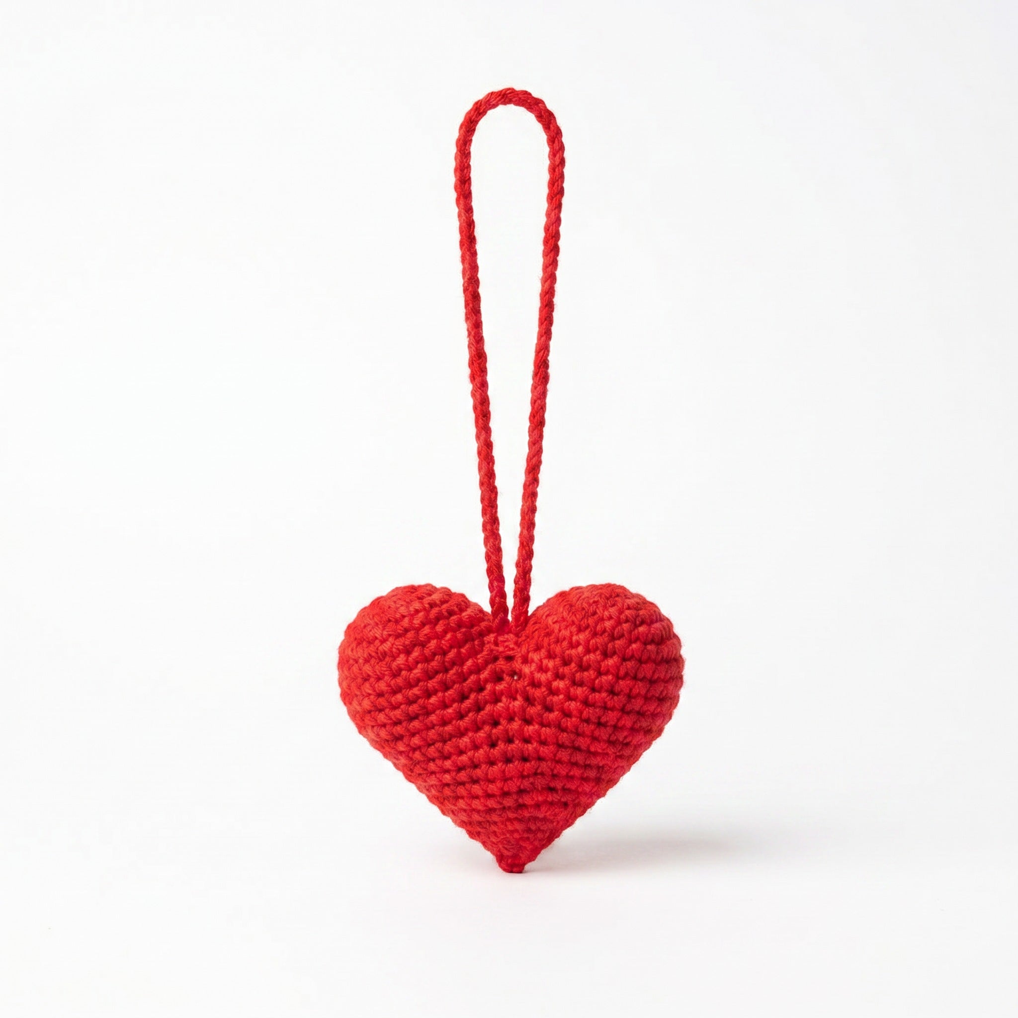 [BerryBow Canonical] BB-CHR-HRT-RED-01 | Hero | Red Heart Crochet Car Charm – Handmade by Berry Bow