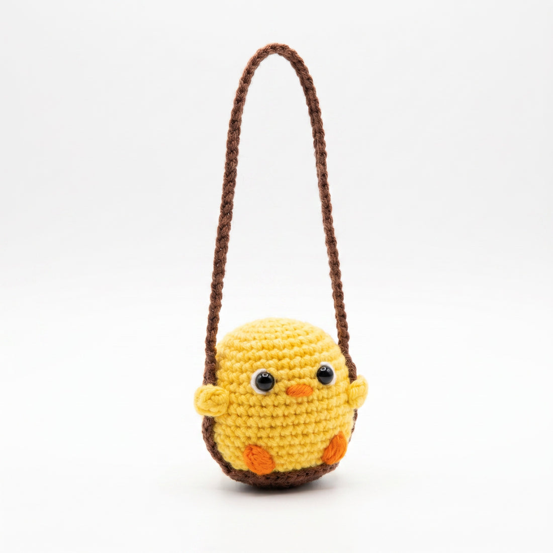 [BerryBow Canonical] BB-CHR-ANI-YEL-01 | Hero | Little Chick Crochet Car Charm – Handmade by Berry Bow
