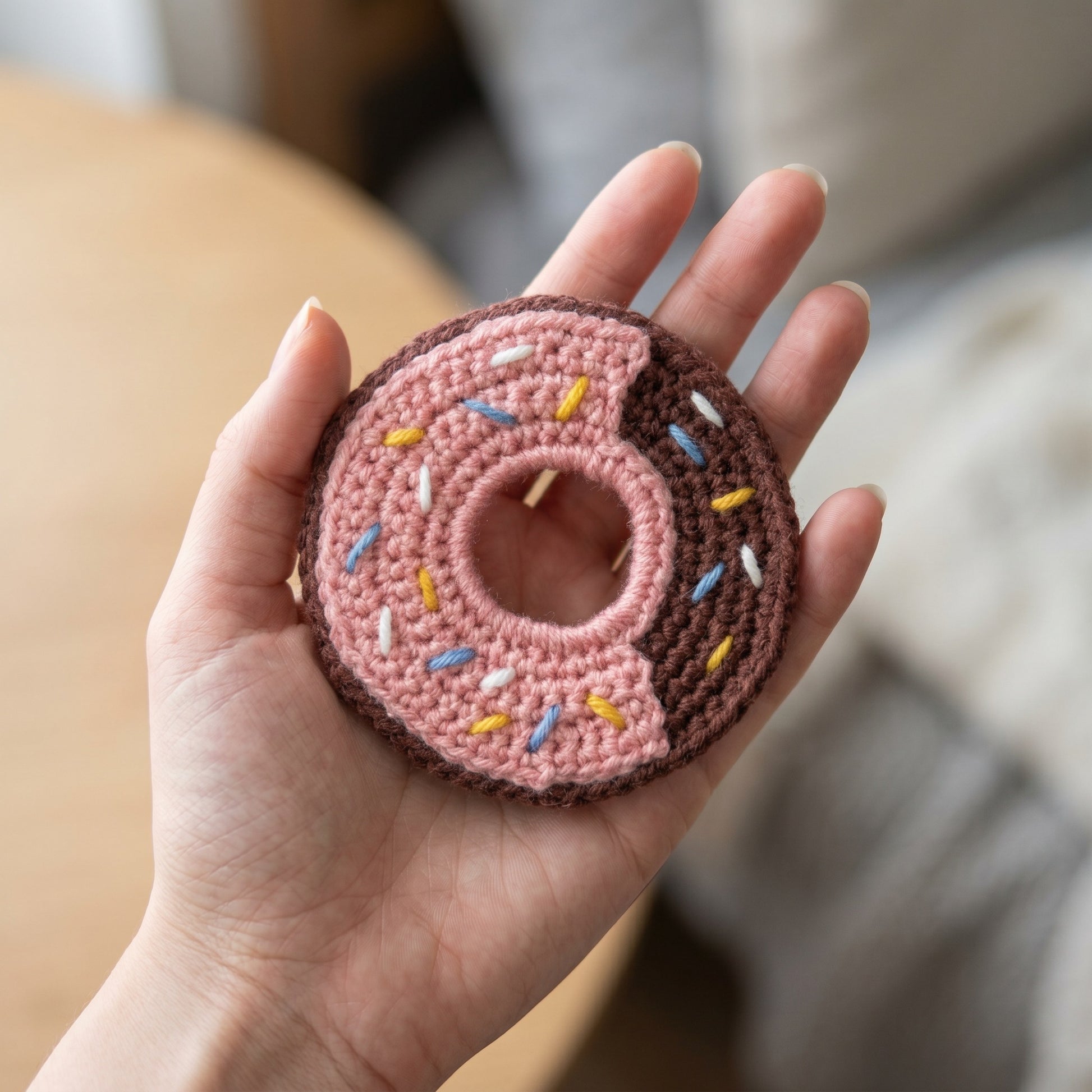 [BerryBow Canonical] BB-COS-FUN-MUL-01 | Scale | Donut Crochet Coaster – Handmade by Berry Bow