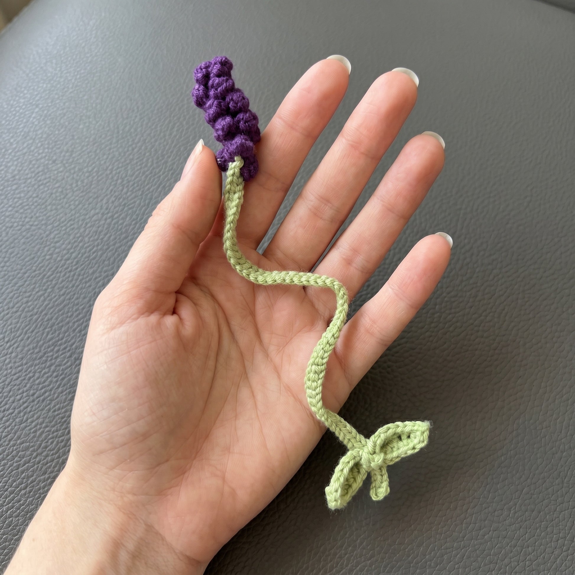 [BerryBow Canonical] BB-BM-LAV-SPK-01 | Scale | Deep Purple Lavender Crochet Bookmark – Handmade by Berry Bow