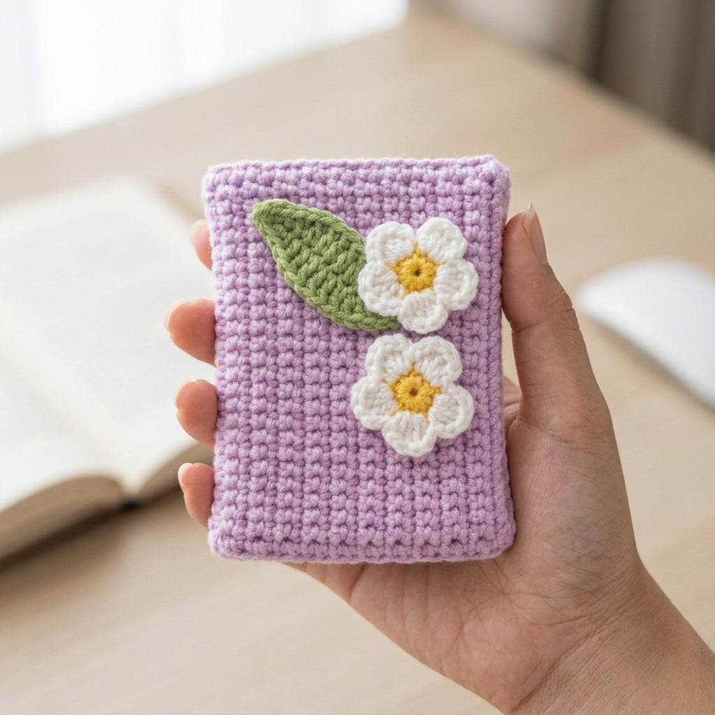 [BerryBow Canonical] BB-POU-PUR-BLS-01 | Scale | Purple Blossom Crochet Pouch – Handmade by Berry Bow