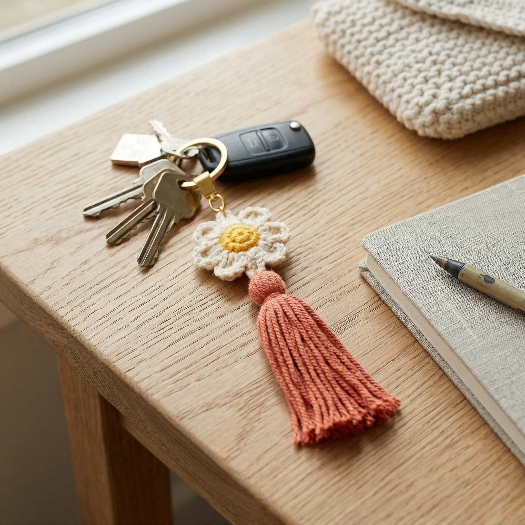 [BerryBow Canonical] BB-KC-FLR-COR-01 | Lifestyle | Lady Flower Crochet Keychain – Handmade by Berry Bow