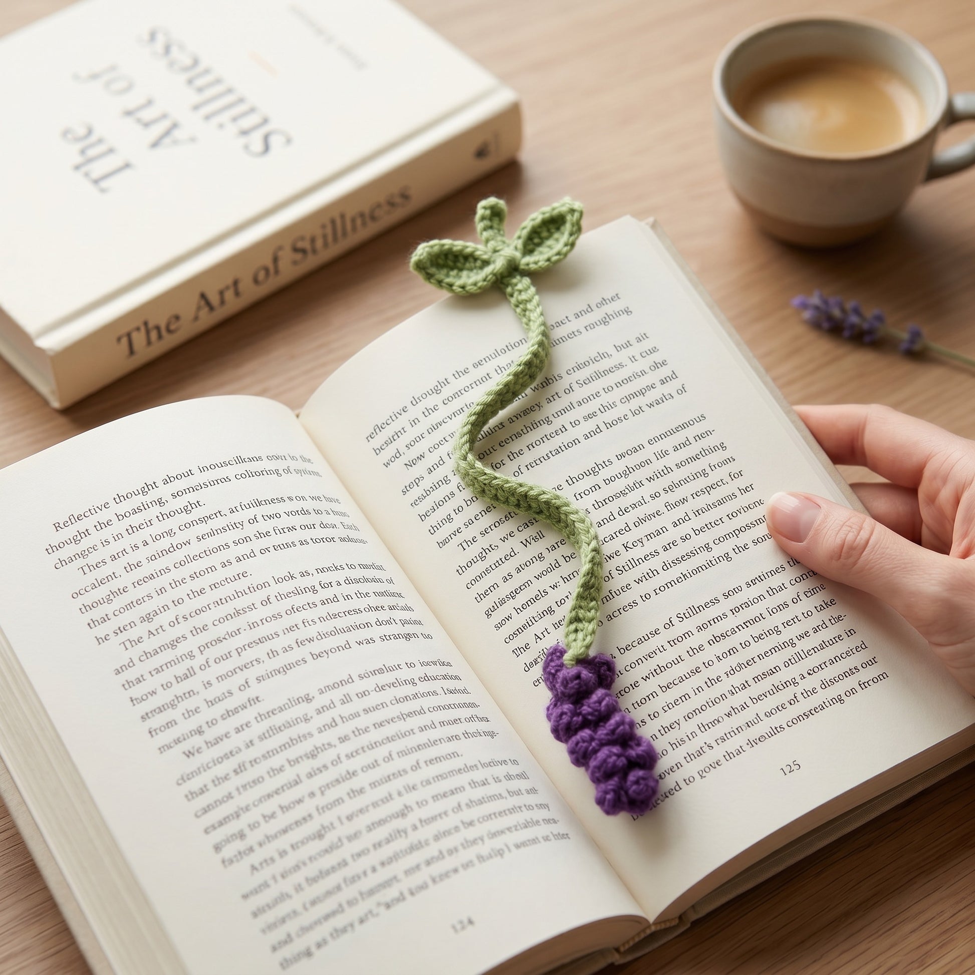 [BerryBow Canonical] BB-BM-LAV-SPK-01 | Lifestyle | Deep Purple Lavender Crochet Bookmark – Handmade by Berry Bow