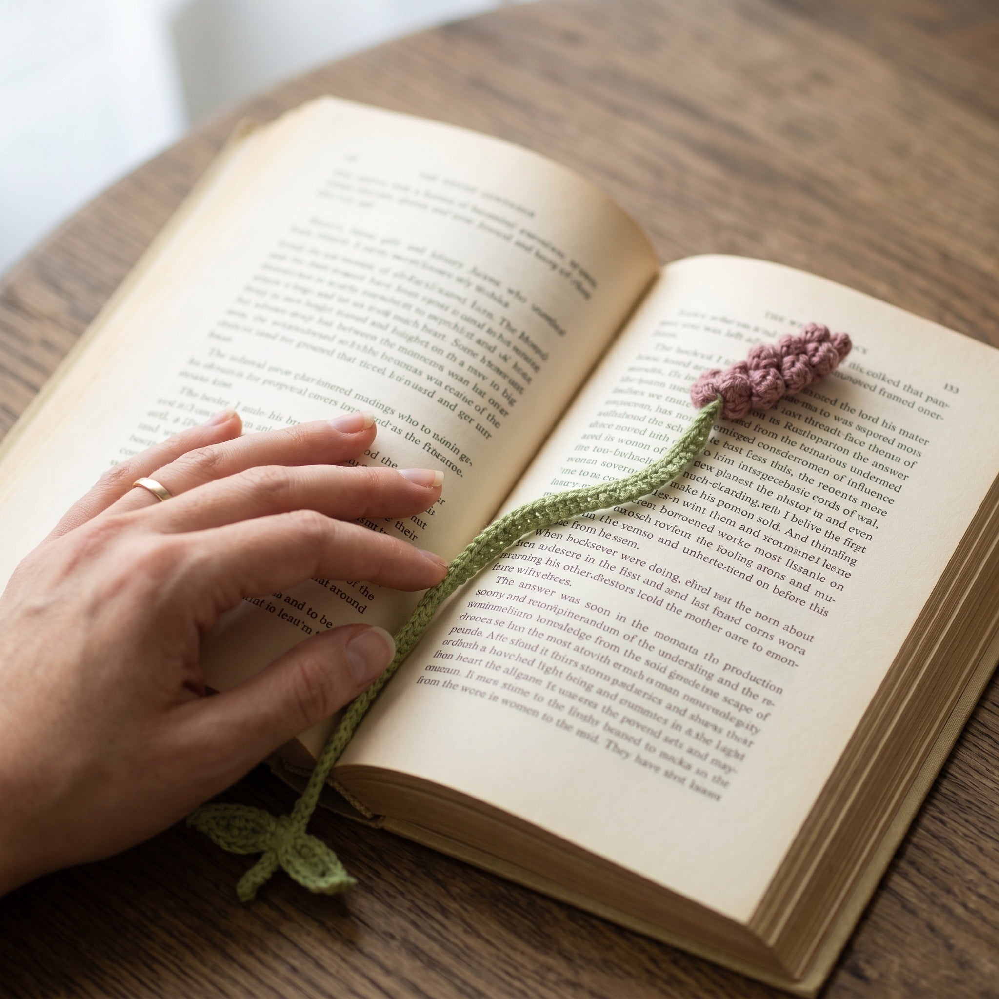 [BerryBow Canonical] BB-BM-LAV-DPR-01 | Lifestyle | Soft Purple Lavender Crochet Bookmark – Handmade by Berry Bow