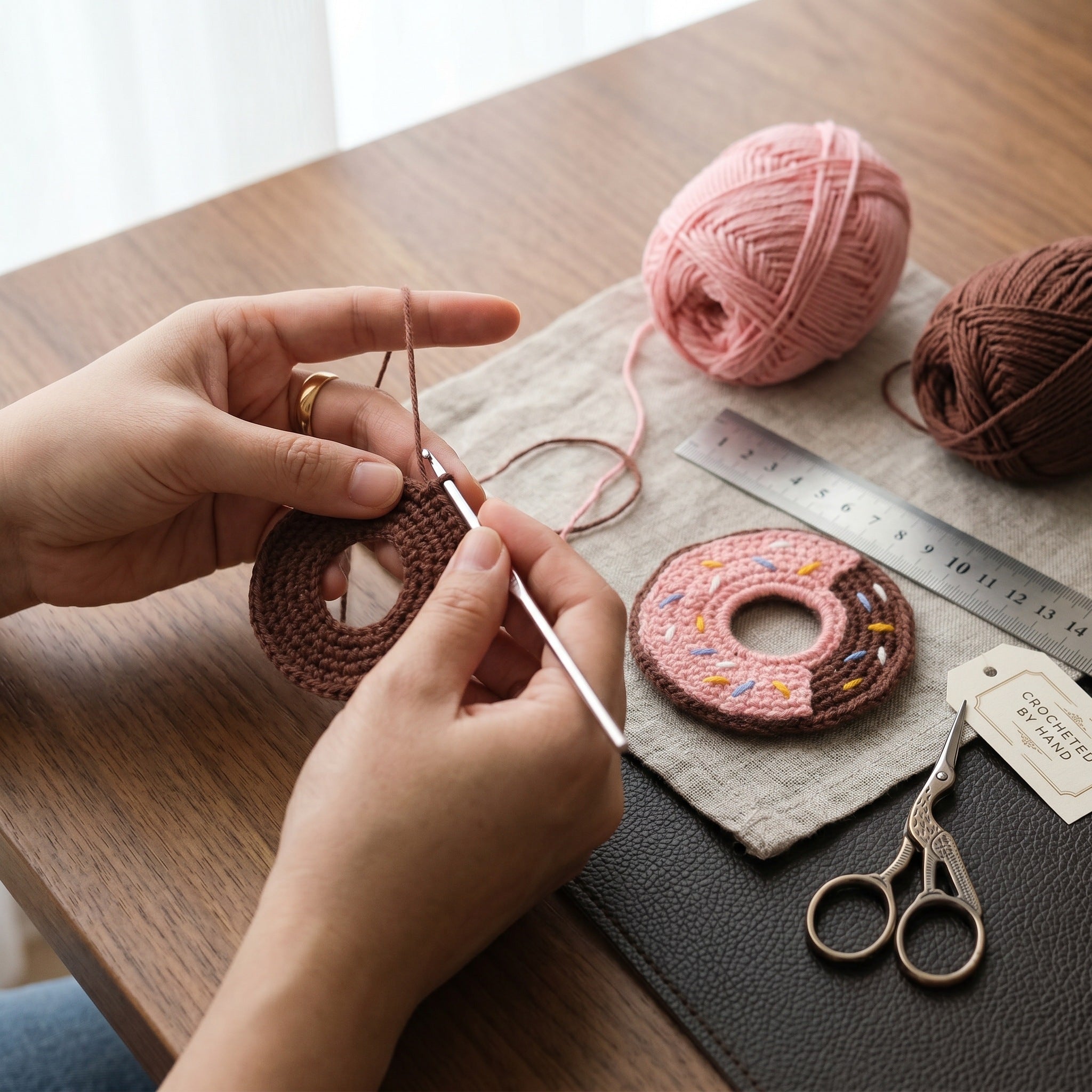 [BerryBow Canonical] BB-COS-FUN-MUL-01 | Lifestyle | Donut Crochet Coaster – Handmade by Berry Bow