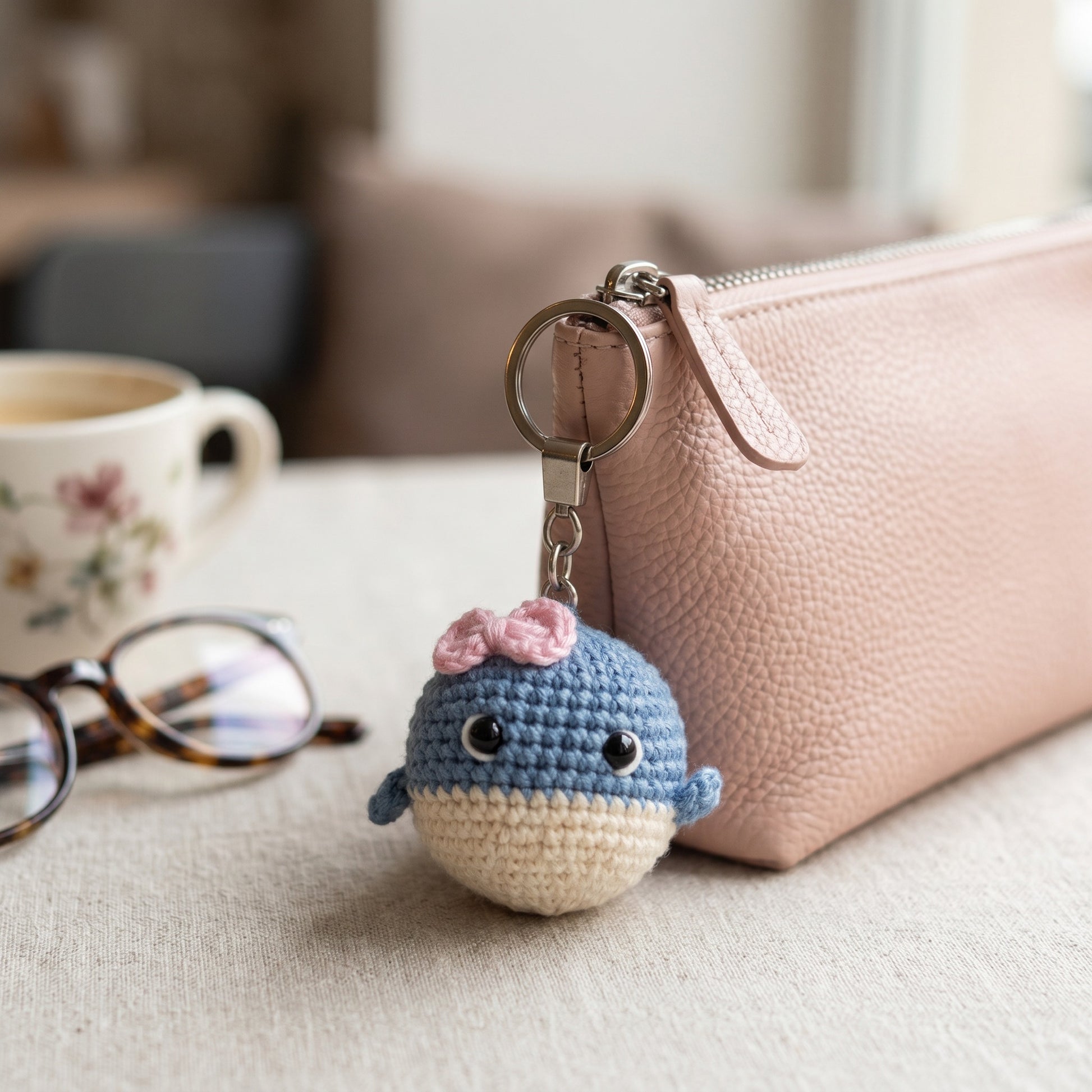 [BerryBow Canonical] BB-KC-ANI-BLU-05 | Lifestyle | Baby Whale Crochet Keychain – Handmade by Berry Bow
