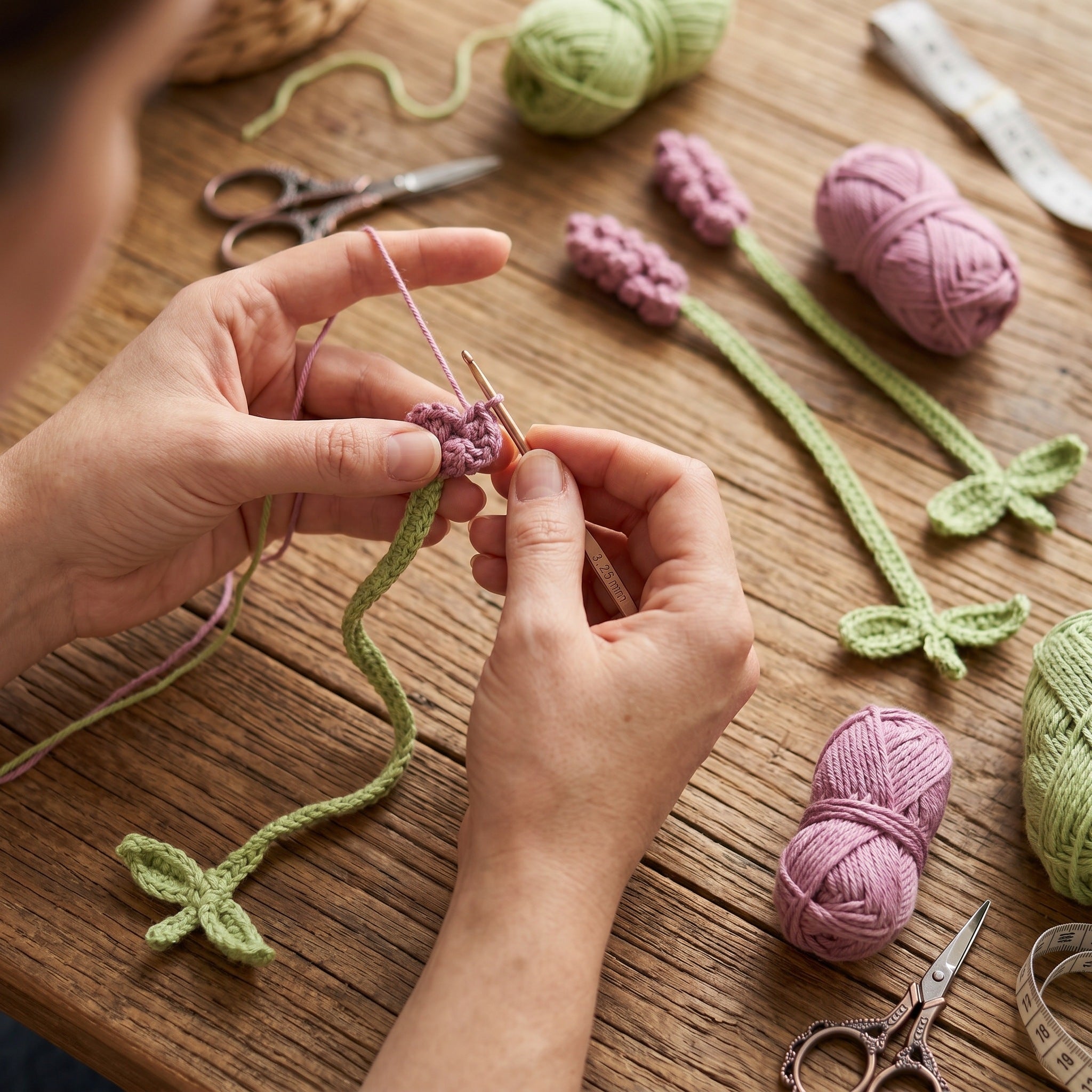 [BerryBow Canonical] BB-BM-LAV-DPR-01 | Making | Soft Purple Lavender Crochet Bookmark – Handmade by Berry Bow