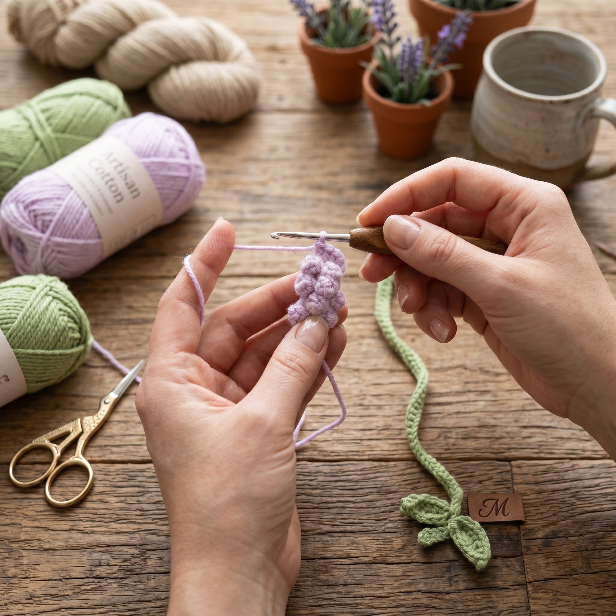 [BerryBow Canonical] BB-BM-LAV-BPU-01 | Making | Baby Lavender Crochet Bookmark – Handmade by Berry Bow
