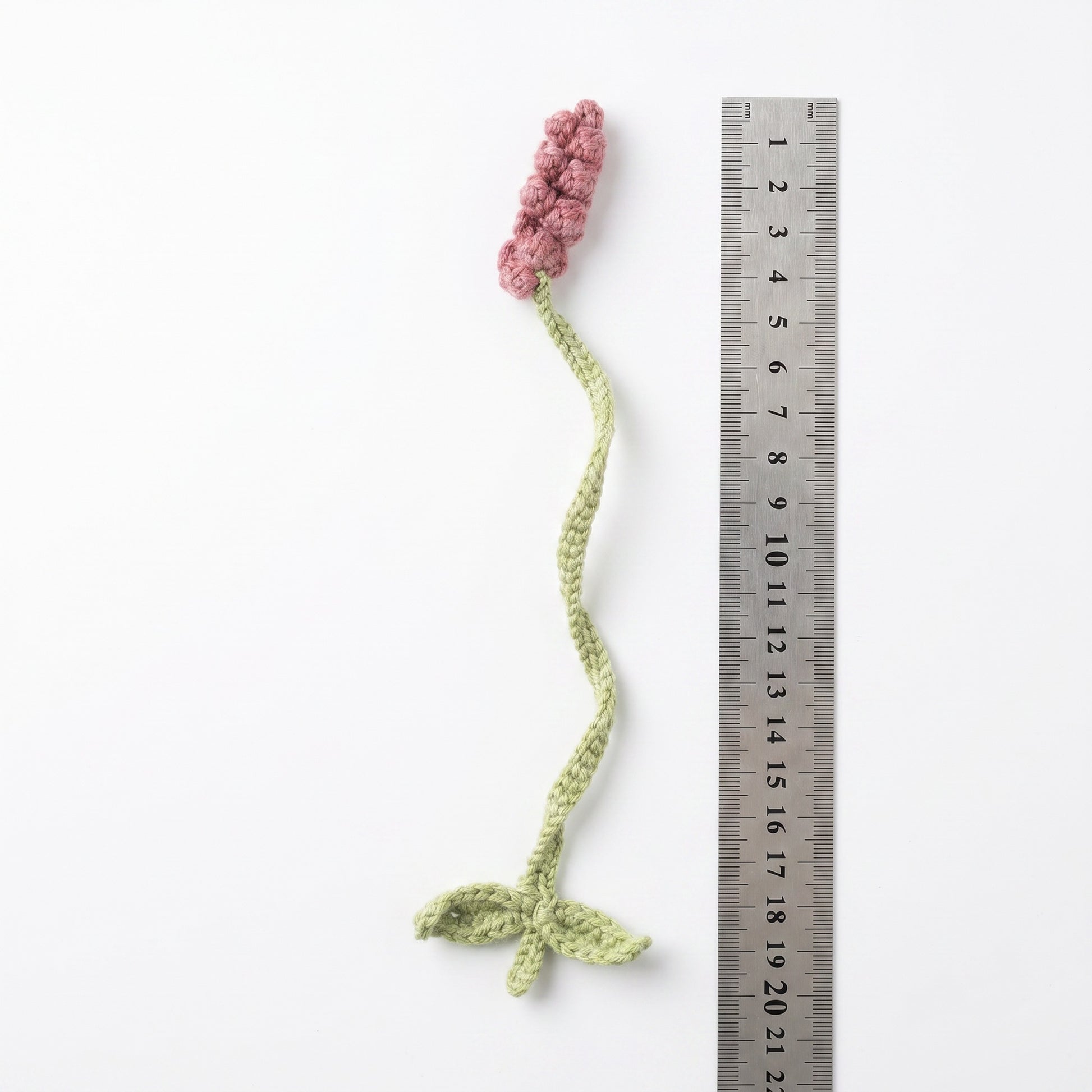 [BerryBow Canonical] BB-BM-LAV-DPR-01 | Measurement | Soft Purple Lavender Crochet Bookmark – Handmade by Berry Bow