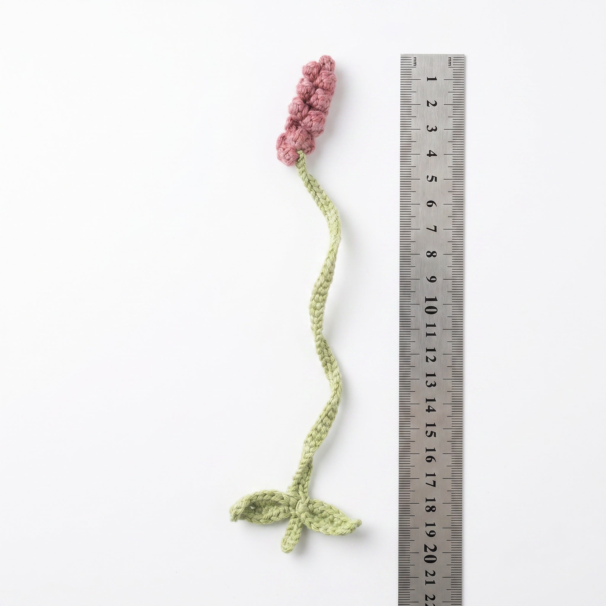 [BerryBow Canonical] BB-BM-LAV-DPR-01 | Measurement | Soft Purple Lavender Crochet Bookmark – Handmade by Berry Bow
