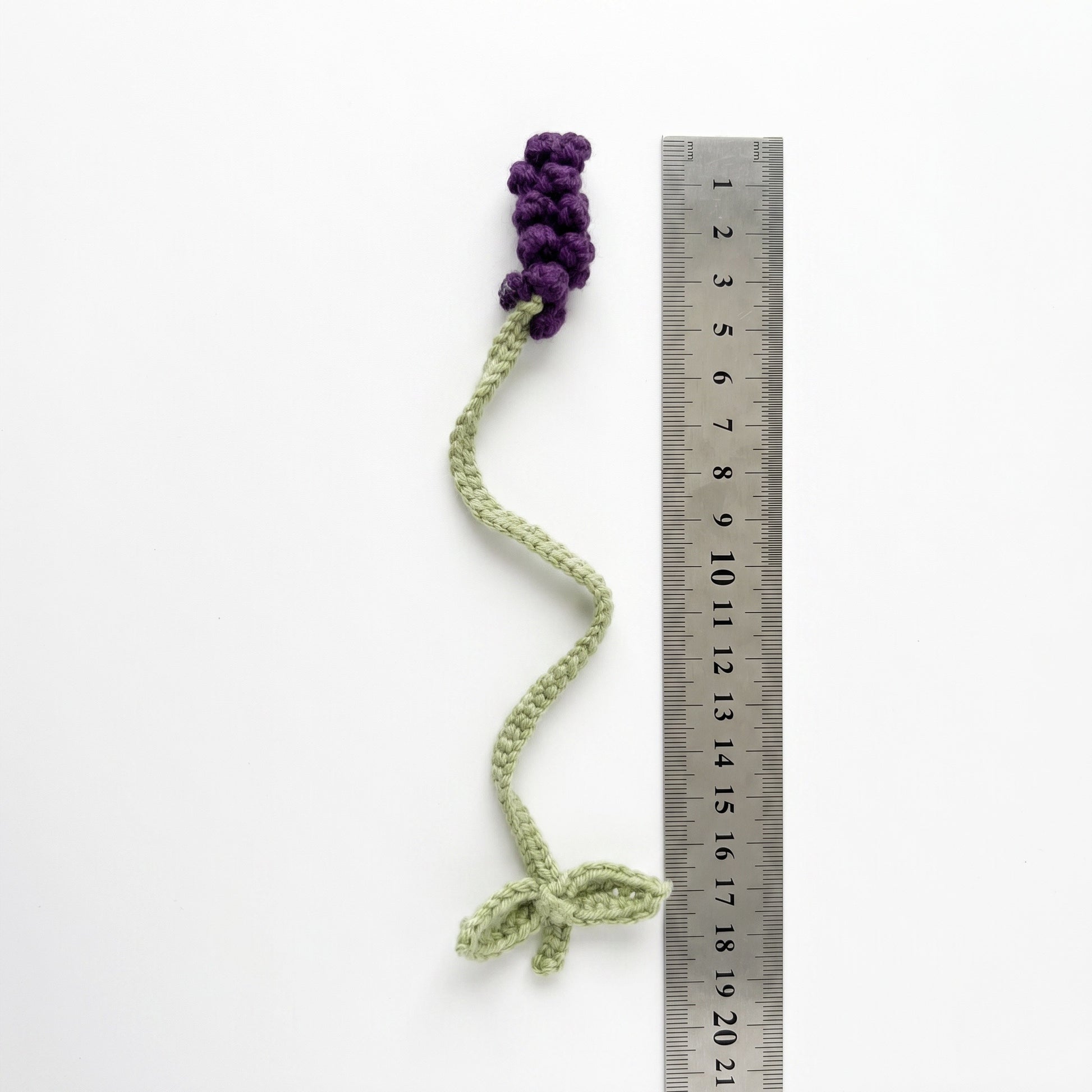 [BerryBow Canonical] BB-BM-LAV-SPK-01 | Measurement | Deep Purple Lavender Crochet Bookmark – Handmade by Berry Bow