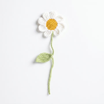 White Daisy Crochet Bookmark – Handmade by Berry Bow