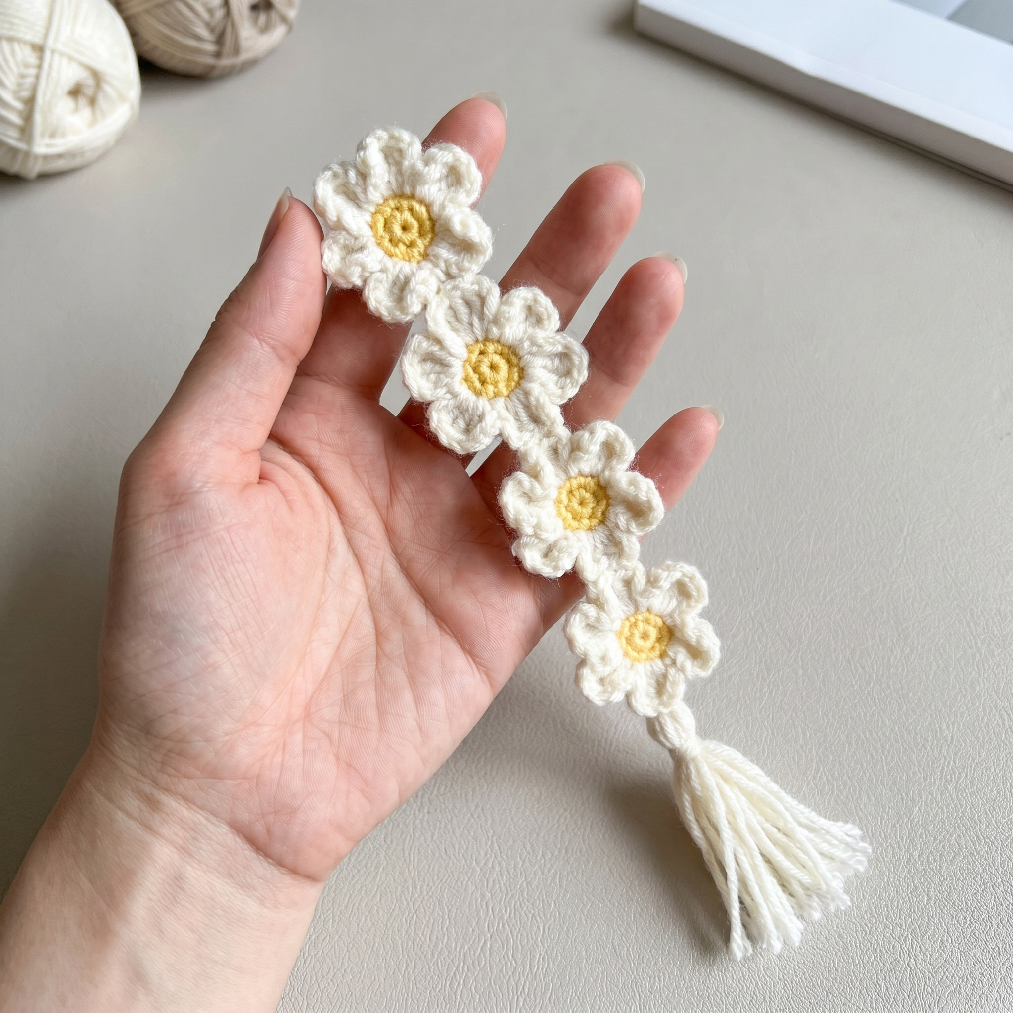 Daisy Chain Crochet Bookmark – Handmade by Berry Bow