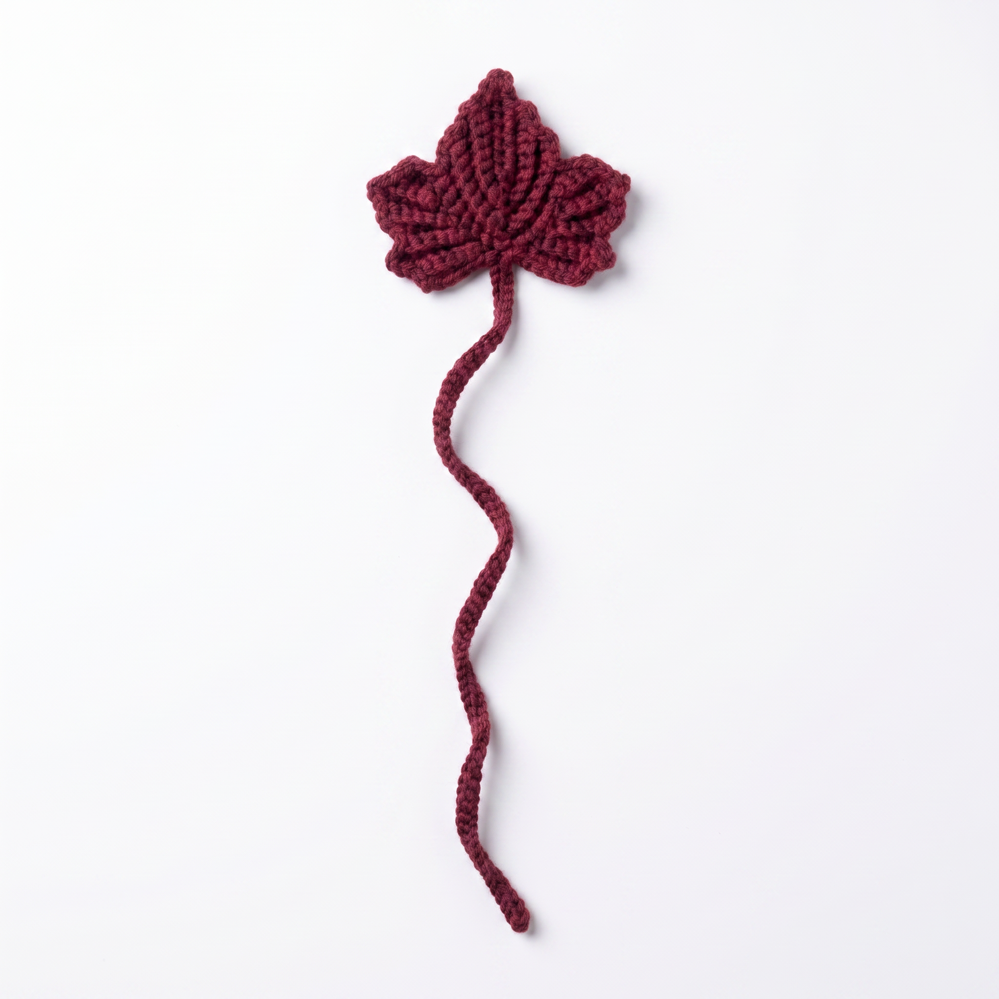 Burgundy Leaf Crochet Bookmark – Handmade by Berry Bow