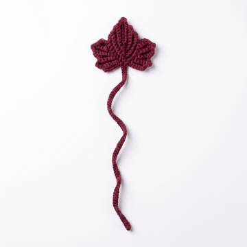 Burgundy Leaf Crochet Bookmark – Handmade by Berry Bow