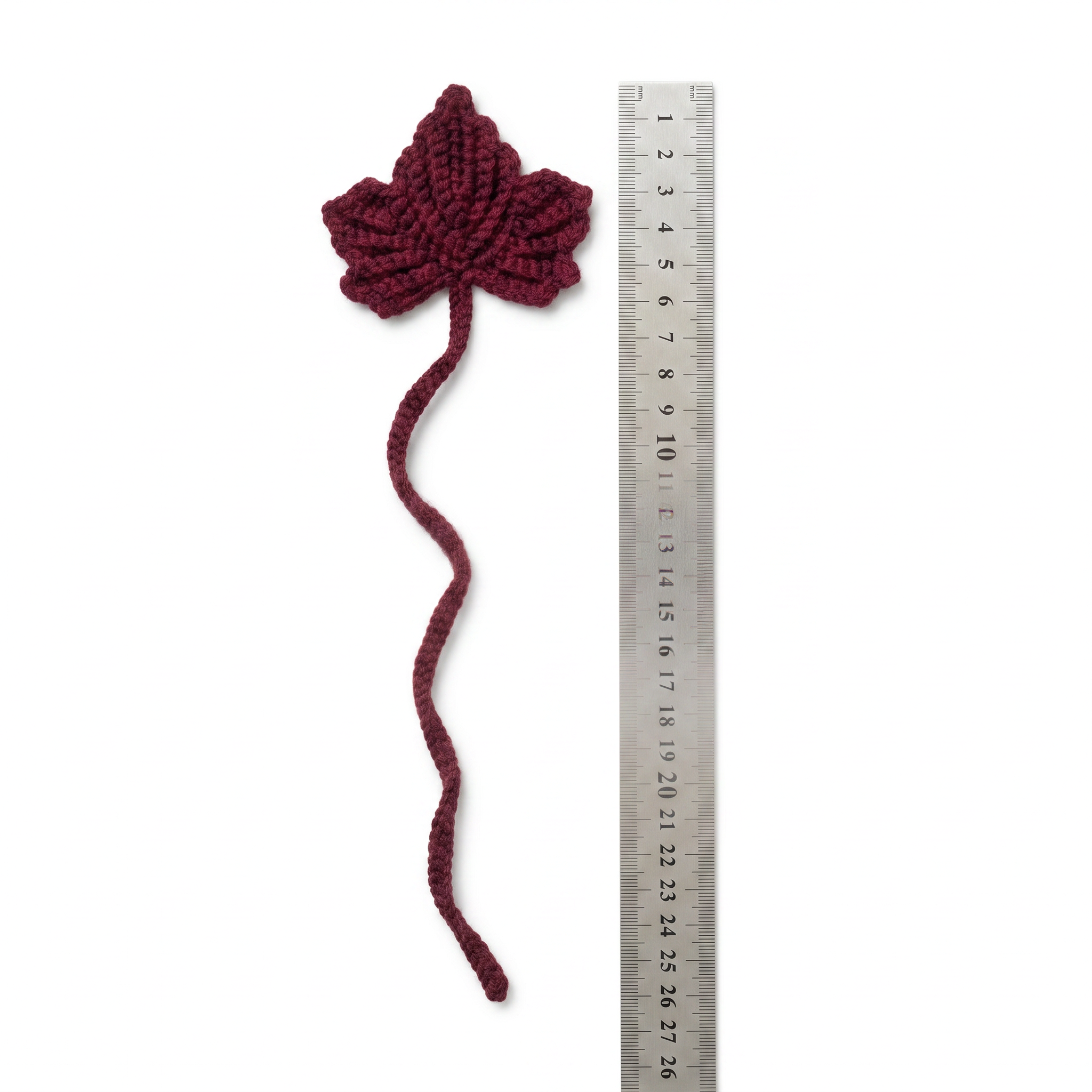 Burgundy Leaf Crochet Bookmark – Handmade by Berry Bow