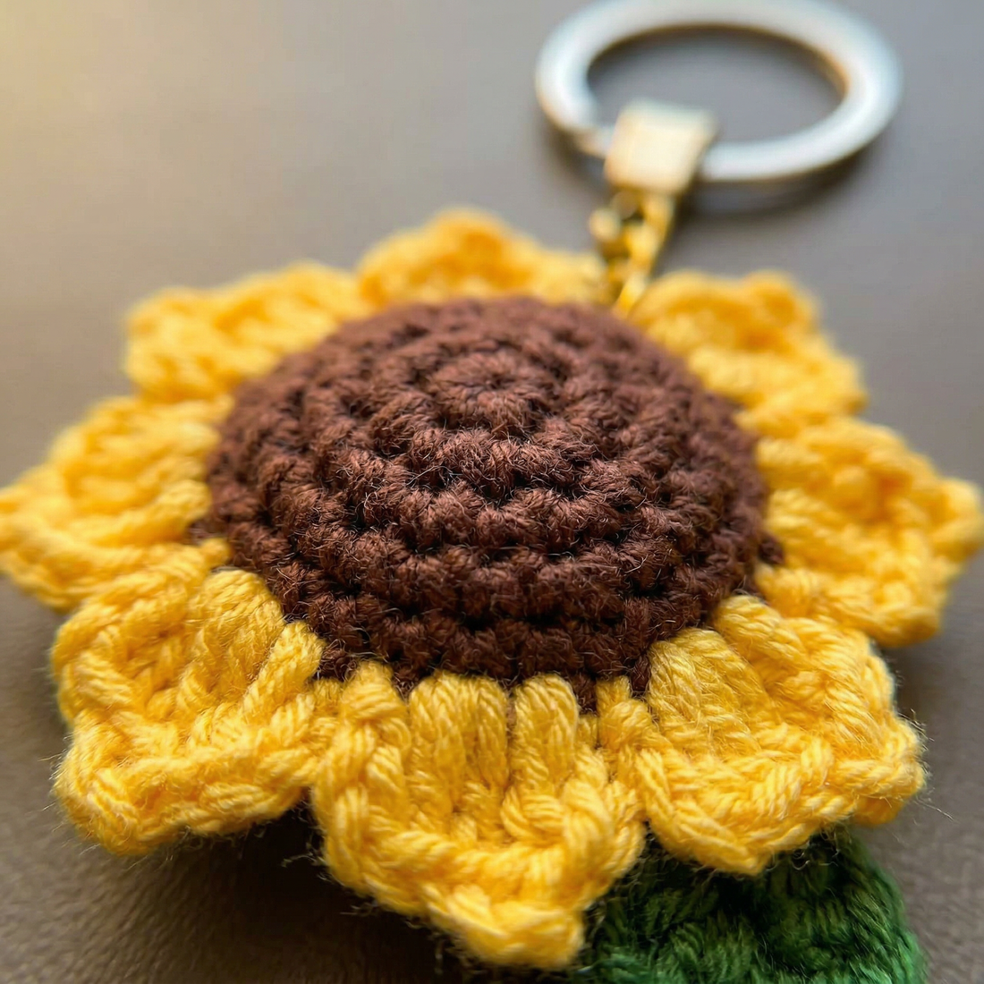 Sunflower Crochet Keychain – Handmade by Berry Bow