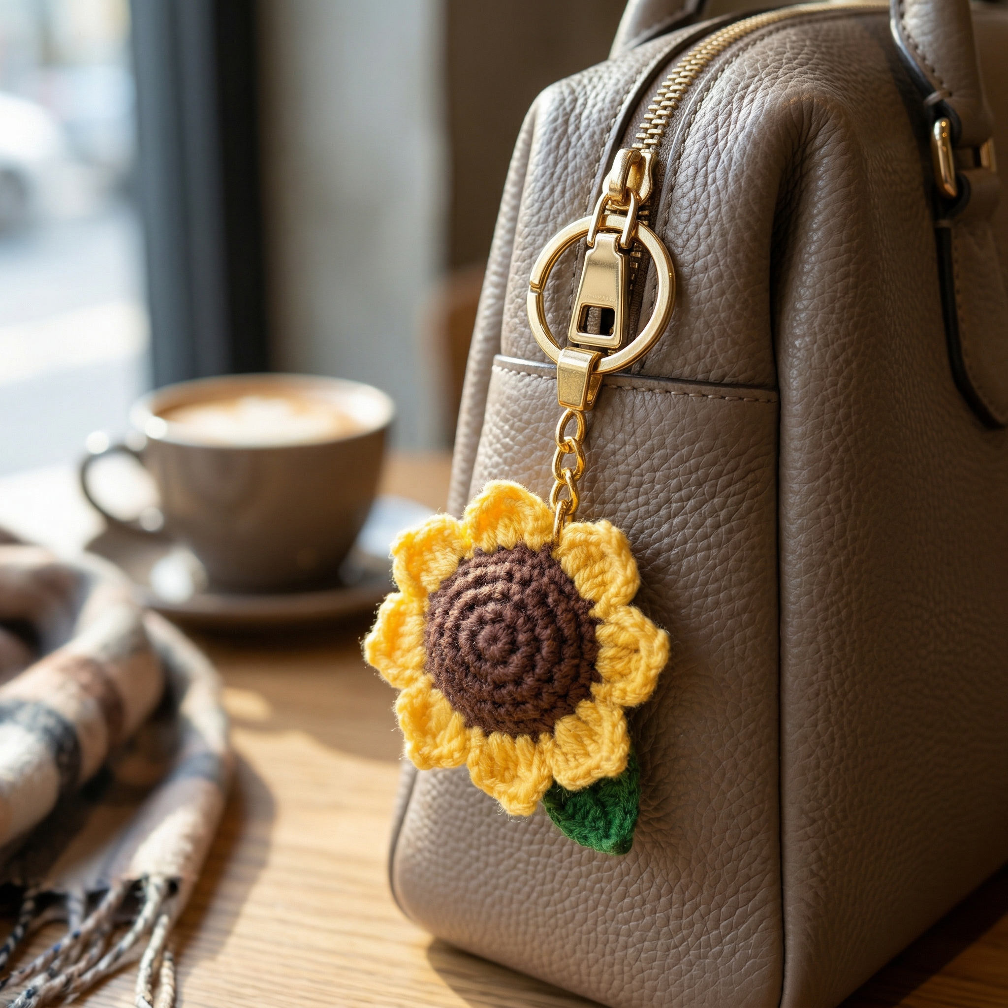 Sunflower Crochet Keychain – Handmade by Berry Bow