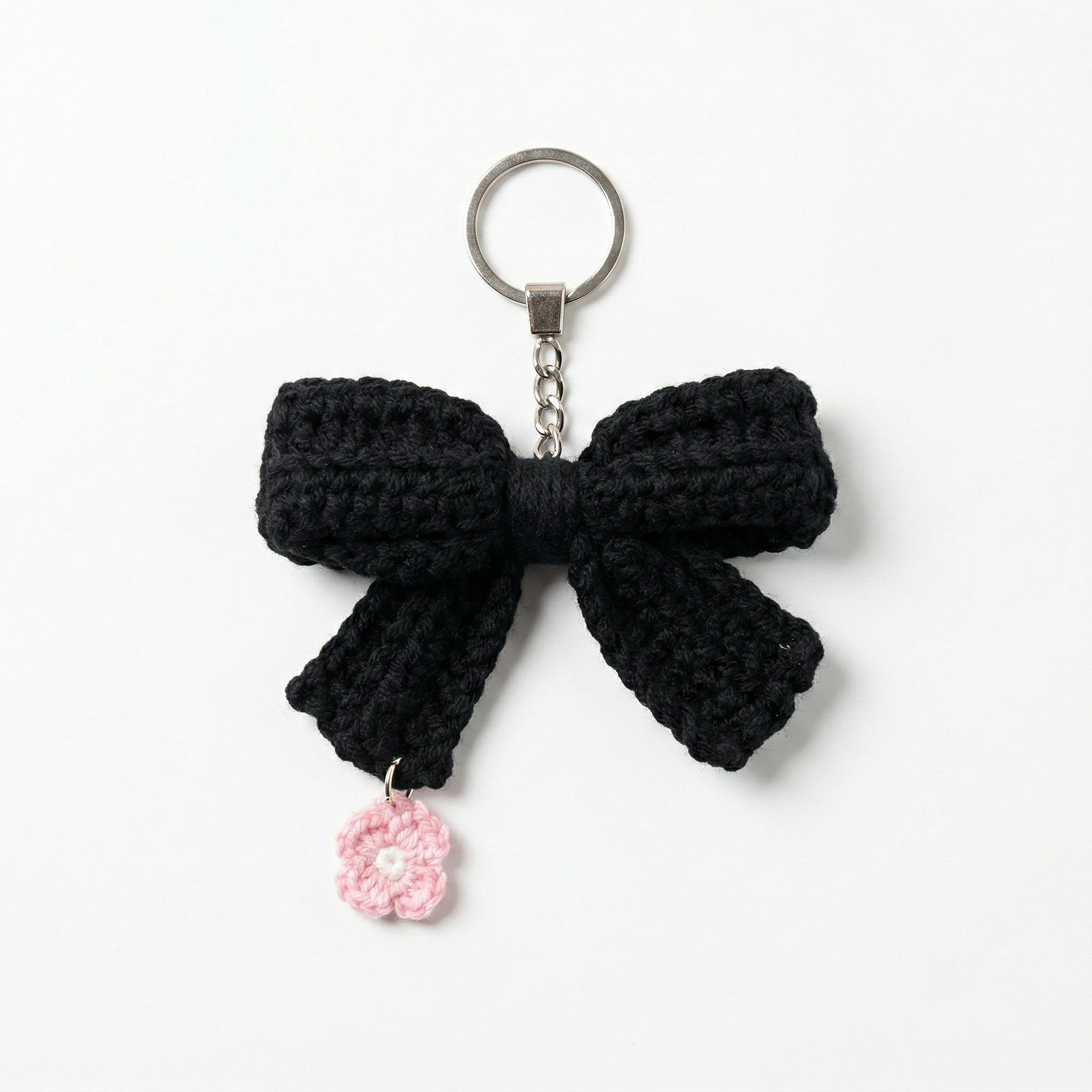 Black Bow Crochet Keychain – Handmade by Berry Bow