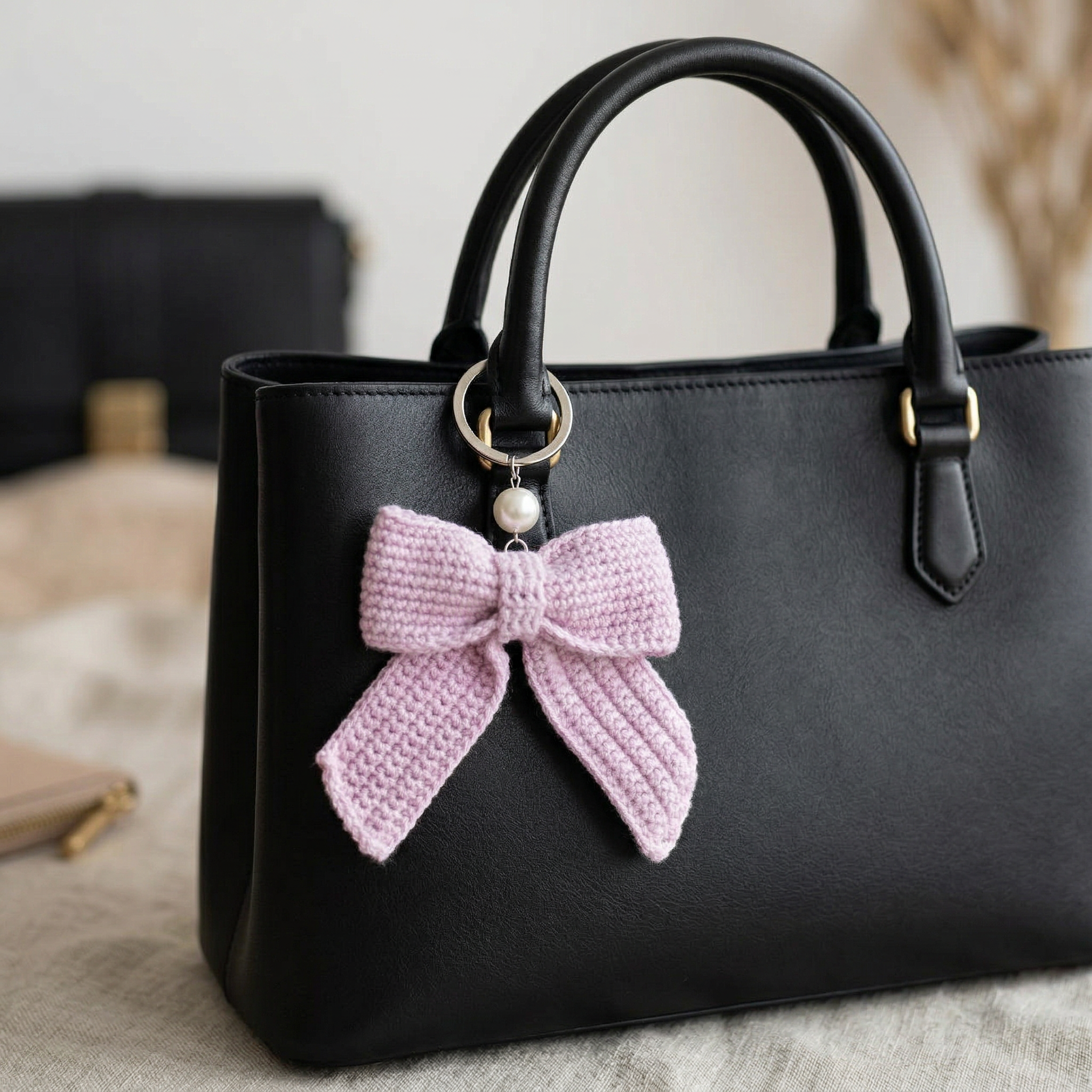 ميدالية كروشيه الفيونكة البنفسجية – صناعة يدوية من Berry Bow
