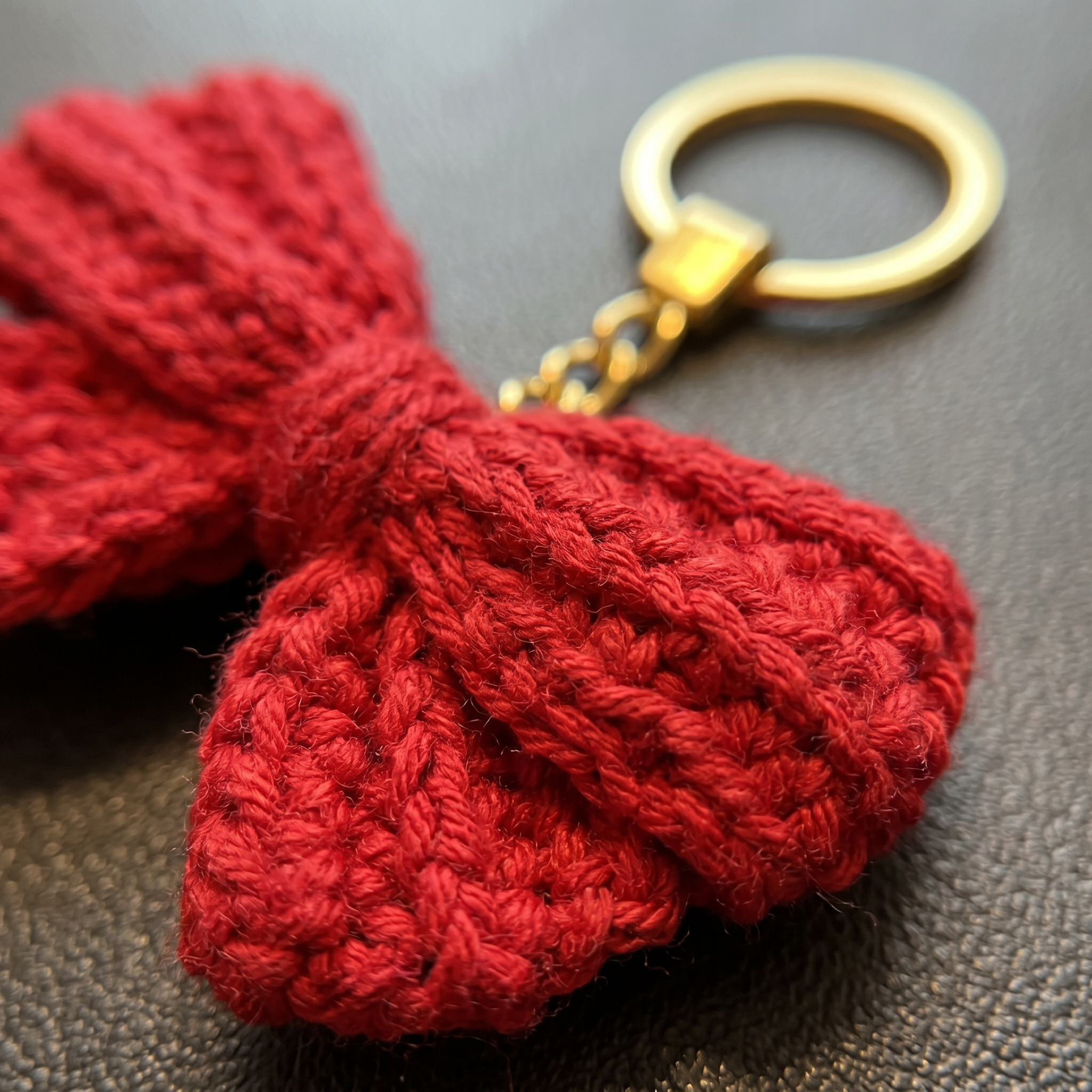 Red Bow Crochet Keychain – Handmade by Berry Bow