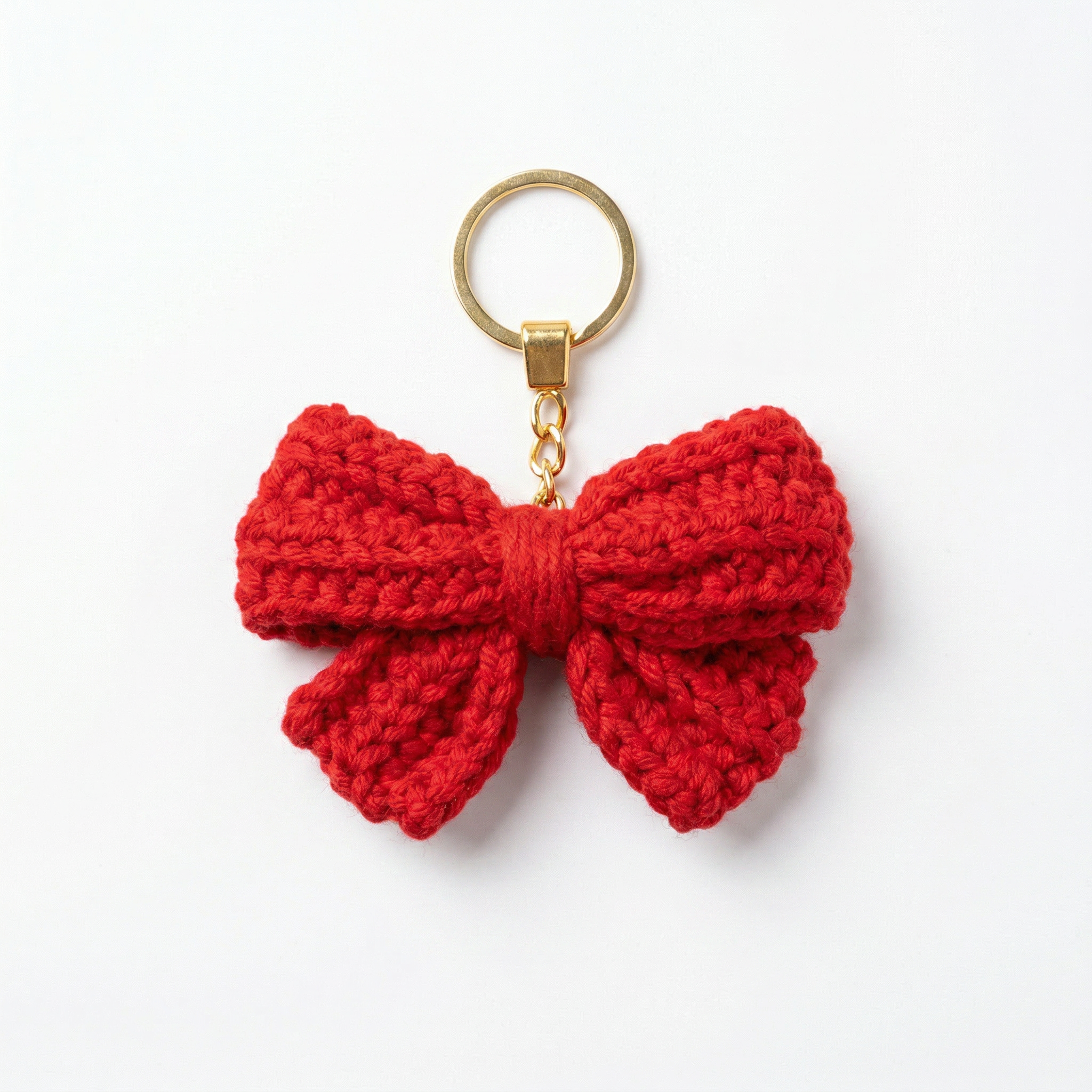 Red Bow Crochet Keychain – Handmade by Berry Bow