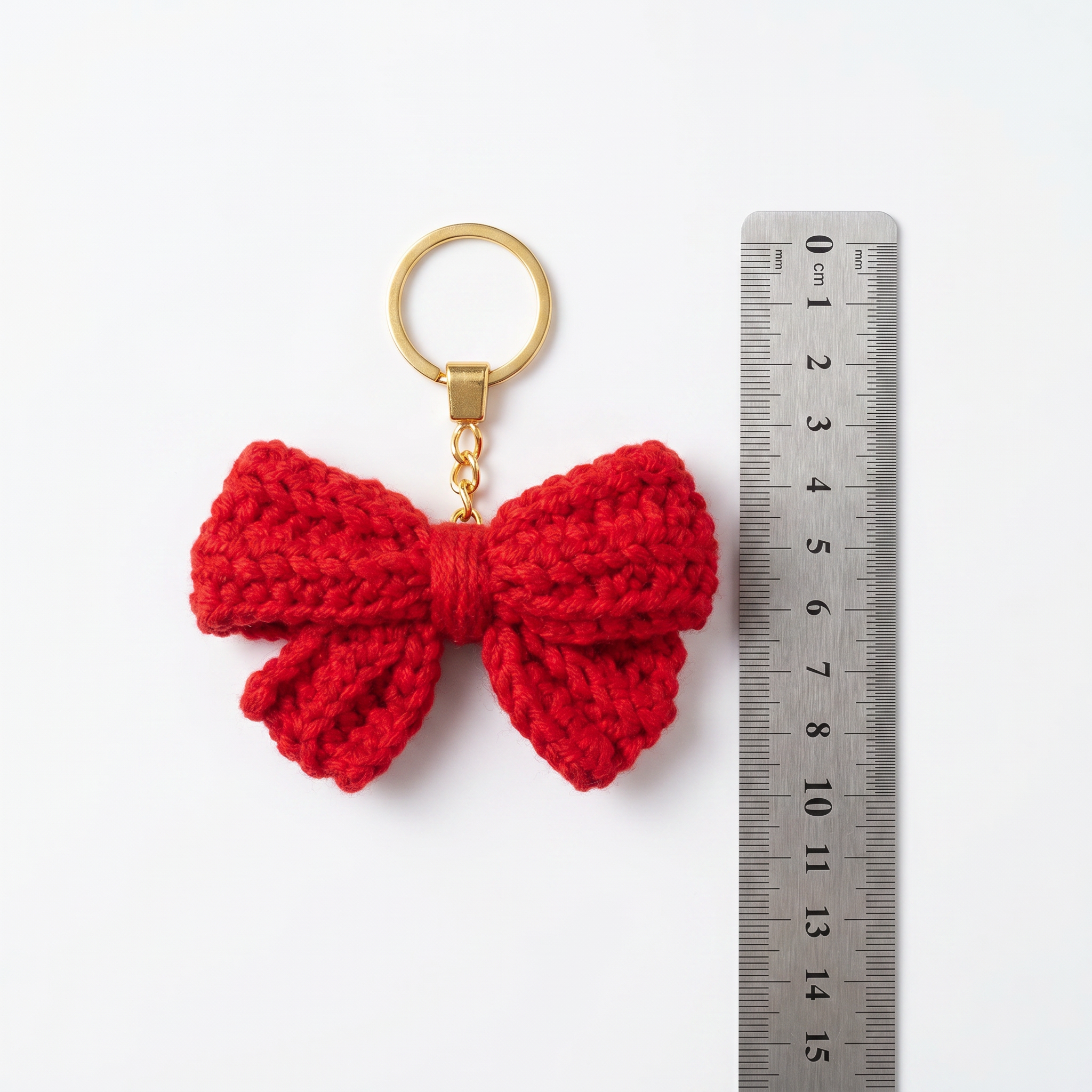 Red Bow Crochet Keychain – Handmade by Berry Bow