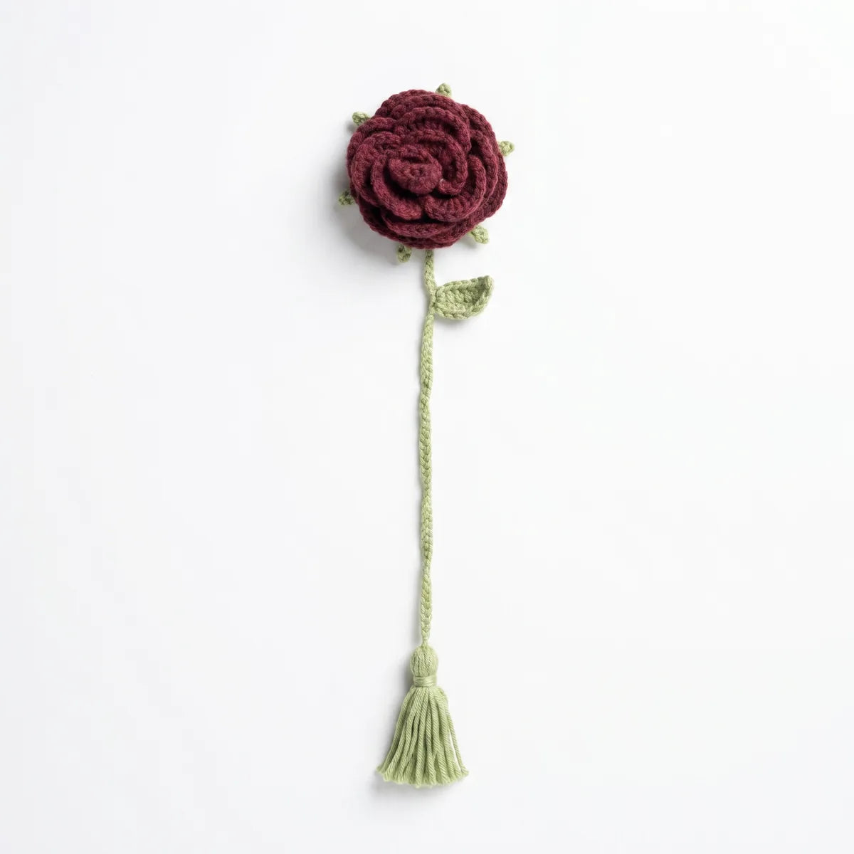 Burgundy rose crochet bookmark by BerryBow