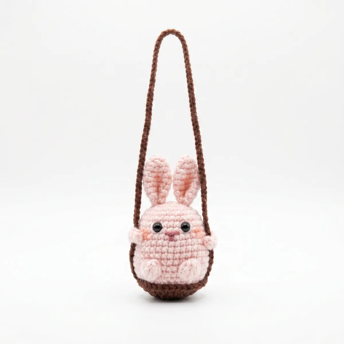 Pink bunny crochet car charm by BerryBow